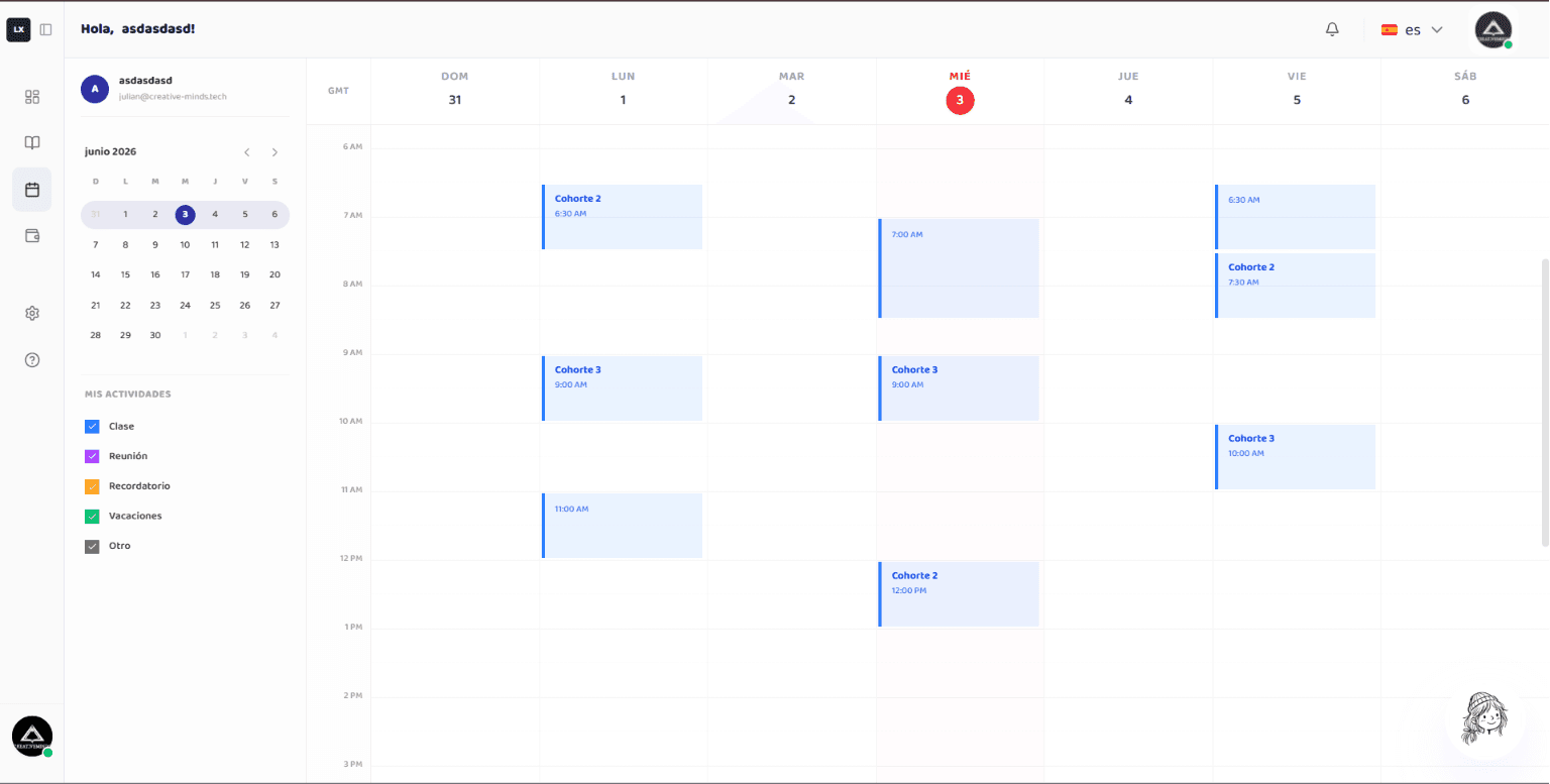 LXcool Calendar in use